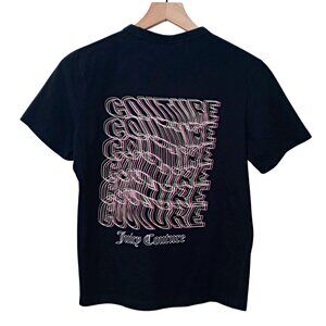 Juicy Couture Womens Graphic Crew Neck T Shirt Black Cotton Short Sleeve Size M